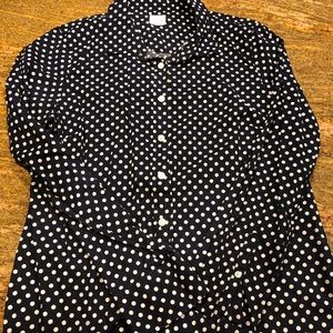 JCrew factory navy polka dot button down. Size M